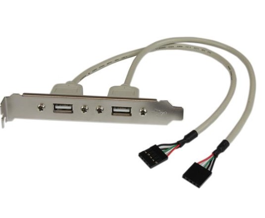 Slotplaat met 2x USB-A female -> 1x 8pins 2,54mm socket