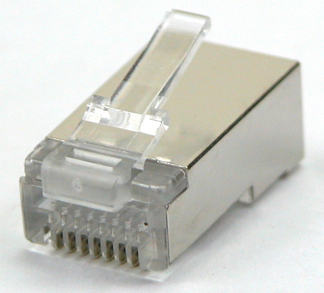 RJ-45 plug screened with threading relief