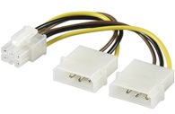 PC powercable intern PCI Express -> 2x 5,25" - 0,13m