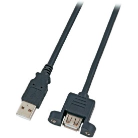 USB2.0 verlengkabel met bevestiging - zwart - 0,5m