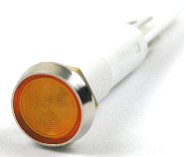 Indicator met neon lampje - vlak - ø15,6mm - 230Vac -  geel
