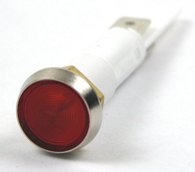 Indicator with neon lamp - flat - ø15,6mm - 230Vac -  red