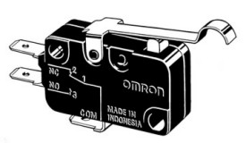 Microswitch 16A/250Vac met gebogen hevel (tab: 6,3mm)