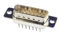 Sub-D connector print 2,54mm male recht - 15-polig
