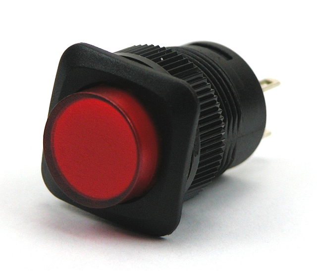 Druktoets 1xmaak 1,5A 250V 18x18mm - rood