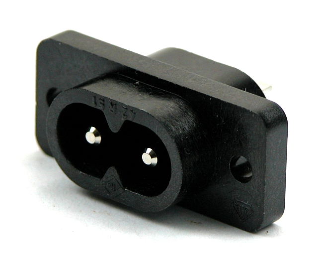Panelmount male 2-polig 250/V2,5A - 6mm