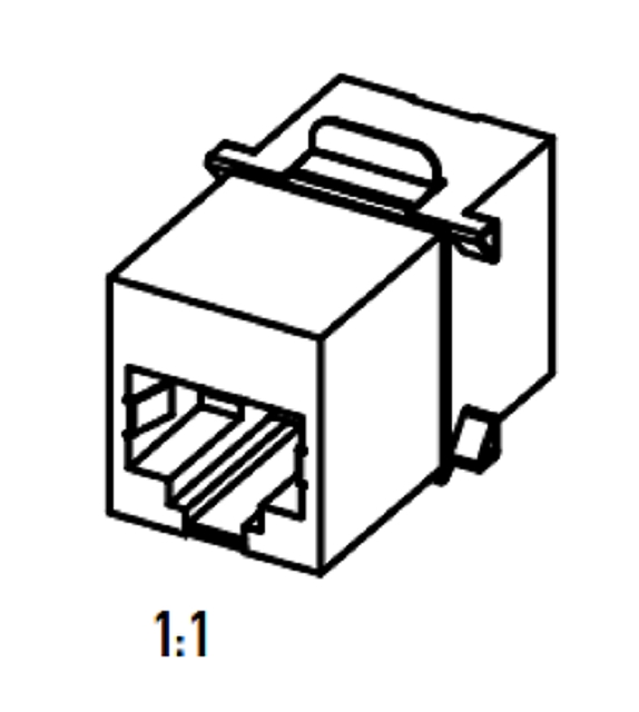 RJ45 8 polig coupler afgeschermd - uitlopend