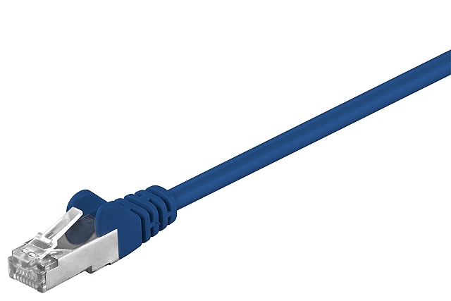 Patchkabel SFTP CAT5e 2xRJ45 met aangespoten tule - 1,0m - blauw