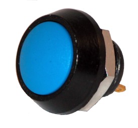 Druktoets 2A/36V maak - ø17,5mm - IP-65 - blauw