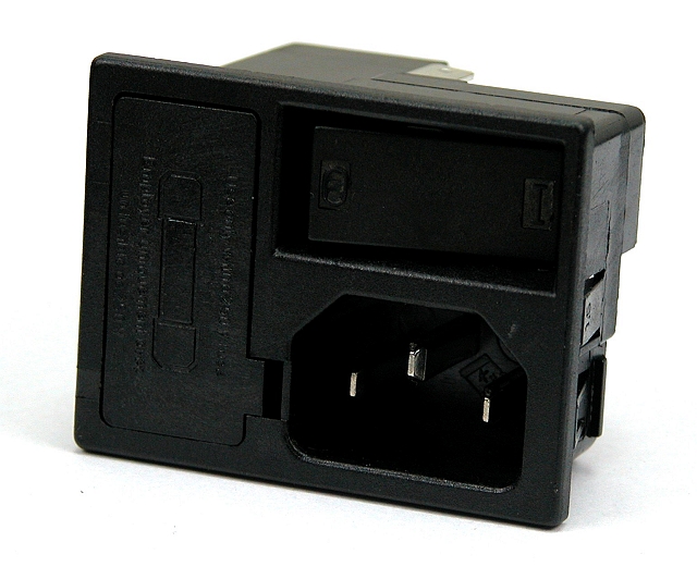 Panelmount power plug + switch + fuseholder