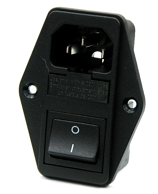 Panelmount power plug + switch + fuseholder