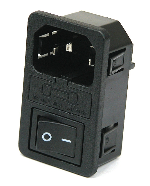Panelmount power plug + switch + fuseholder