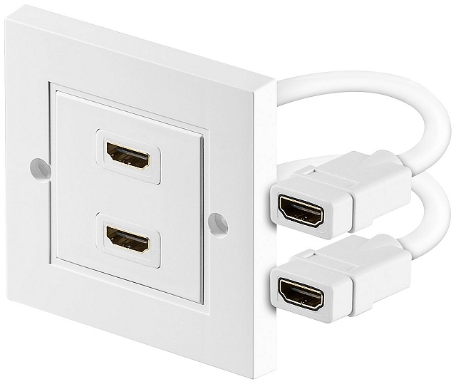 Wandaansluiting met 2x HDMI poort - wit