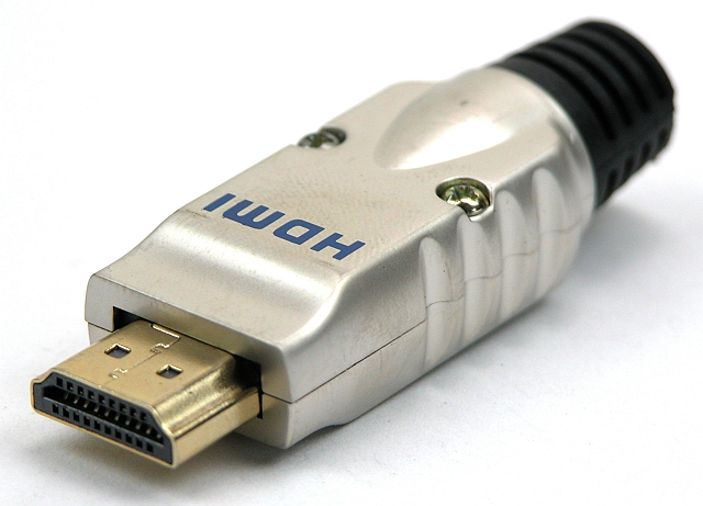 HDMI steker 19-polig - soldeer - vergulde cont. met metalen kap