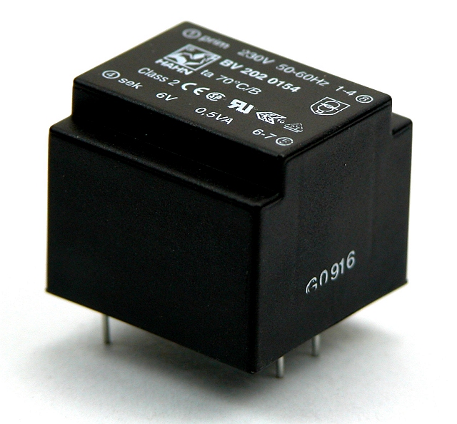 Printtransformer BV20 0,5VA/230V - 2x 12V/21mA