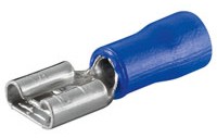 x100 Kabelschoen vlaksteker bus blauw 6,3mm