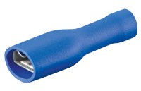 x100 Kabelschoen vlaksteker bus blauw 6,3mm geisol.