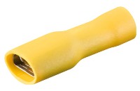 x100 Flachsteckhülse 6,3mm gelb isoliert