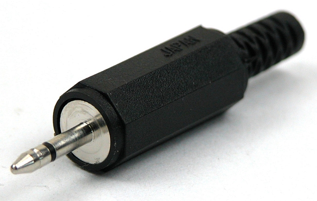 Jack plug 2,5mm mono plastic with metall insert