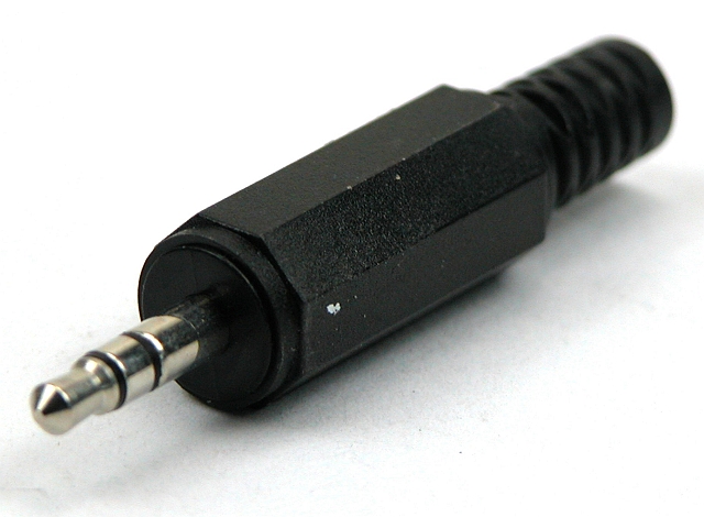 Jack plug 3,5mm stereo plastic with metal 8mm tulle