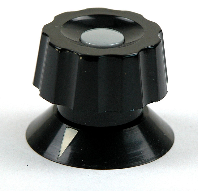 Plastic knop met pijl ø31,5x24,5mm ø6mm as zwart - uitlopend