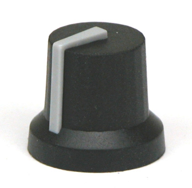 Knop Rubber-plastic ø16,8/11,3 x 13,9 ø6mm - zwart met grijze lijn