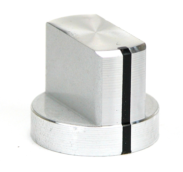 Alum. knob with line ø20,5x17,3mm ø6mm shaft