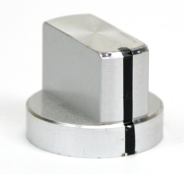 Alum. knop met streep ø24,5x19mm ø6mm as - blank