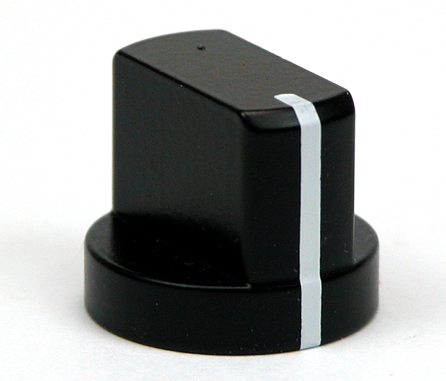 Alum. knop met streep ø20,5x17,3mm ø6mm as - zwart