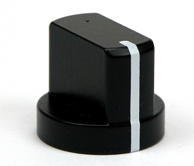 Alum. knop met streep ø20,5x17,3mm ø6mm as - zwart - uitlopend