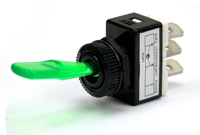 Toggleswitch with green illuminated - 12V/6A