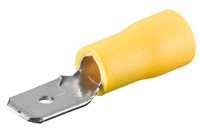 x100 Kabelschoen vlaksteker pen 6,3mm geel