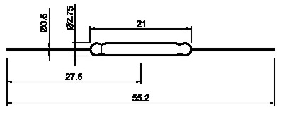 Reed contact 1A/60V 1xNO ø1,1x4,1mm