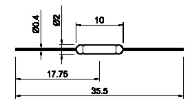 Reed contact 0,5A/10W 1xNO ø2,0x10,0mm