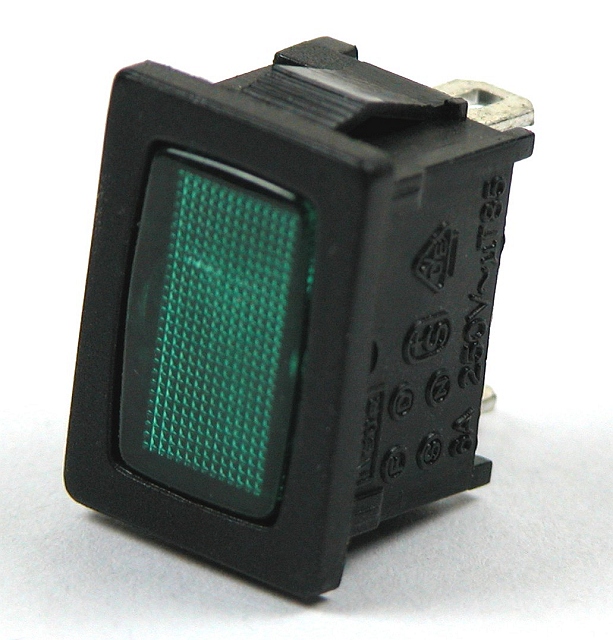 Indicator light  15x21mm faston 4,8mm 12Vdc - green