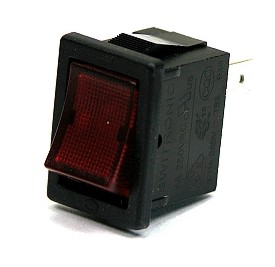 Rocker switch 15x21mm 250Vac/6A 2x on/off illuminated (230V) red