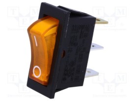 Rocker switch 14x33mm 10A/250V on/off - orange indication 250V