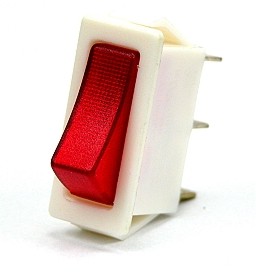 Rocker switch 15x33mm on/off illuminated red 250Vac - white