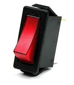 Wipschakelaar 15x33mm - aan/uit met rode verlichting 250Vac - zwart