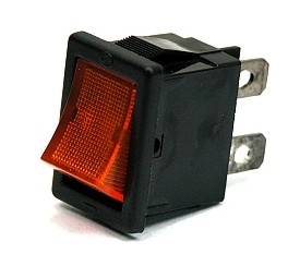 Rocker switch 15x21mm 250Vac/6A 1x on/off illuminated (230V) yellow