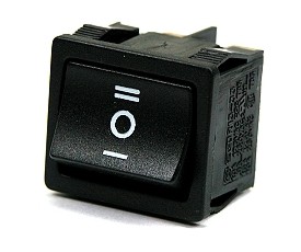 Rocker switch 25x21mm 250Vac/6A 2x on/off/on