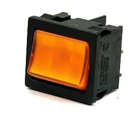 Rocker switch 25x21mm 250Vac/6A on/off illuminated (230V) orange