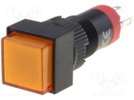 Drukschakelaar 1x aan/aan 9x9mm - 230Vac/dc LED - oranje