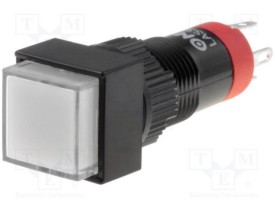 Drukschakelaar 1x aan/aan 12x12mm - 230Vac/dc LED - wit