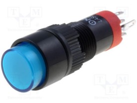 Druktoets 1x moment ø9mm - 230Vac/dc LED - blauw