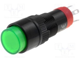 Drukschakelaar 1x aan/aan ø12mm - 230Vac/dc LED - groen