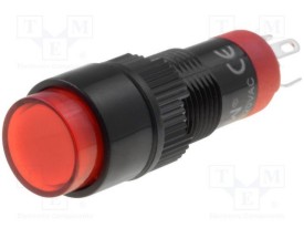 Drukschakelaar 1x aan/aan ø9mm - 24Vac/dc LED - rood