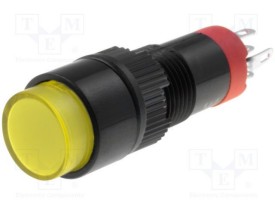 Drukschakelaar 1x aan/aan ø12mm - 230Vac/dc LED - geel