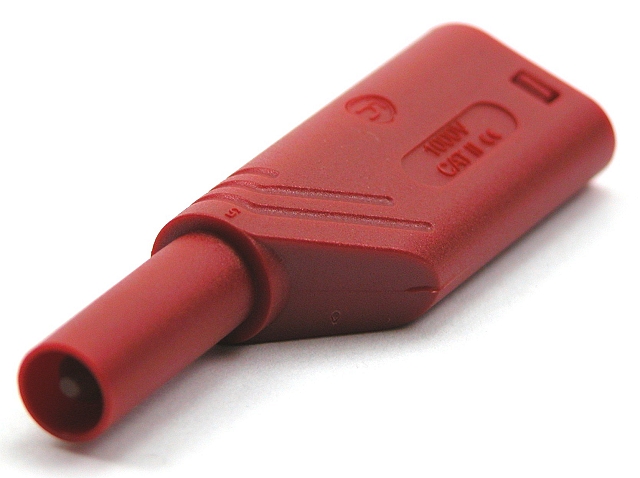 Banaansteker ø4mm aanraakveilig haaks - rood