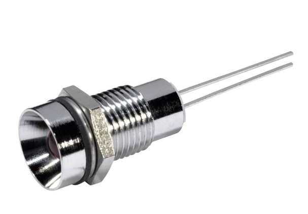 Led 3mm in verchroomde houder inwendig wit